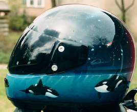 Airbrush helm Airbrush Design auf Helm Motorrad helm airbrush orca wale