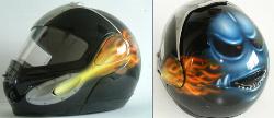 Airbrush helm Airbrush Design auf Helm Ansicht des Flammen-Helms