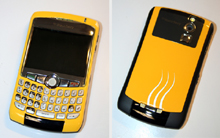 Airbrush Handy Airbrush Design auf Handy BlackBerry Curve gelb